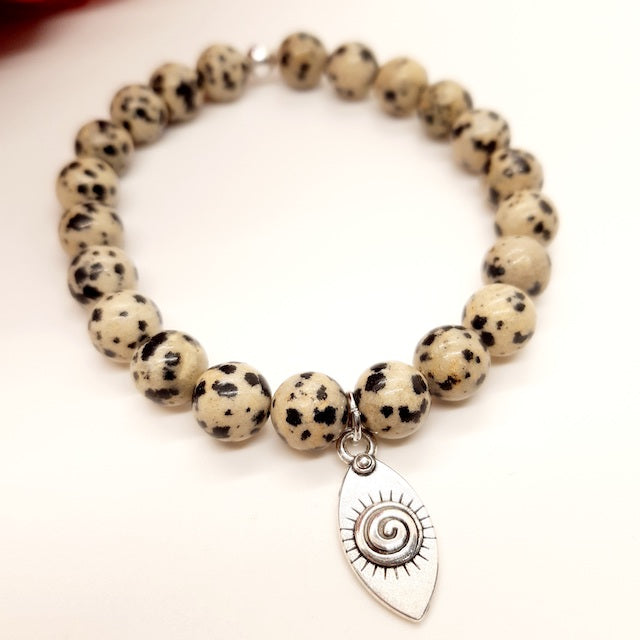 Dalmatian Beaded Eye Charm Bracelet